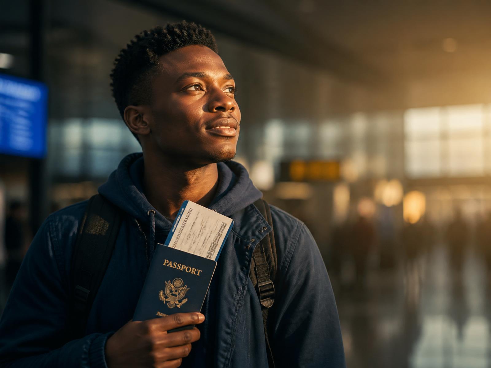 Estudante moçambicano com passaporte prestes a viajar para estudar no exterior